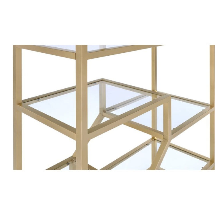 [US Warehouse] Metal+Clear Glass Bookshelf, Size: 38x16x77 inch