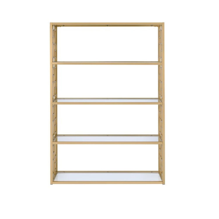 [US Warehouse] Gold+Clear Glass Bookcase, Size: 48x14x72 inch