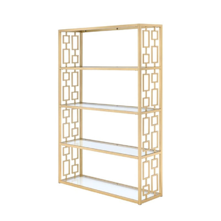 [US Warehouse] Gold+Clear Glass Bookcase, Size: 48x14x72 inch