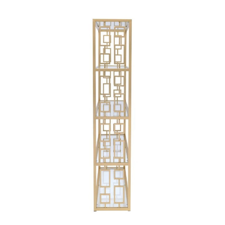 [US Warehouse] Gold+Clear Glass Bookcase, Size: 48x14x72 inch