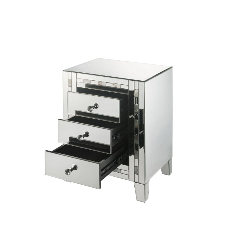 [US Warehouse] Mirror Bedside Table with Drawer & Mother-of-pearl Inlay, Size: 18x14x26 inch