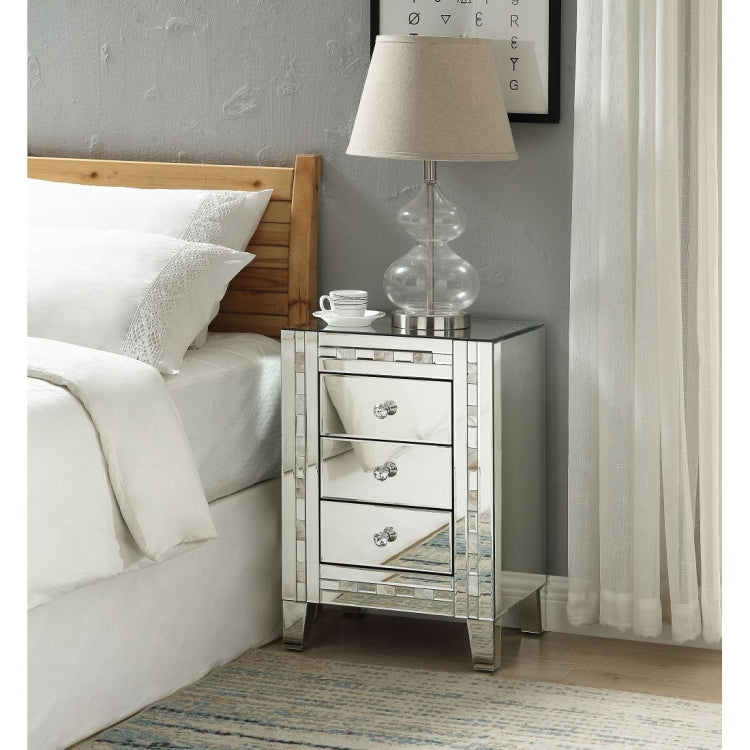 [US Warehouse] Mirror Bedside Table with Drawer & Mother-of-pearl Inlay, Size: 18x14x26 inch