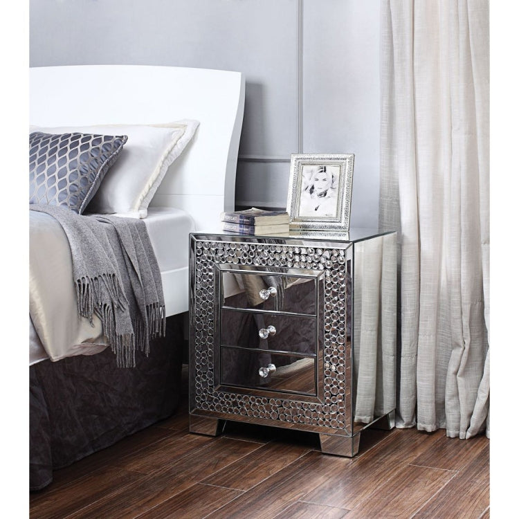 [US Warehouse] Mirror Gem Bedside Table with Drawer, Size: 22x14x26 inch