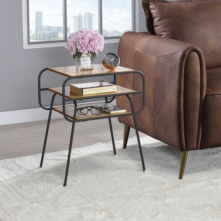 [US Warehouse] Oak Side Table with Compartments, Size: 20x13x23 inch