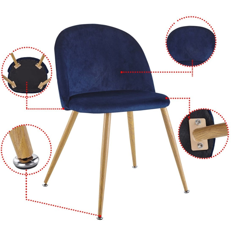 [US Warehouse] 2 PCS Metal Velvet Dining Gaming Chairs, Size: 22.64x20.47x16.14 inch