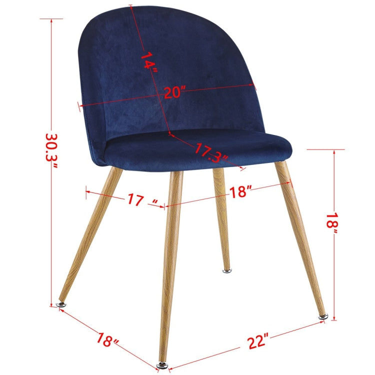 [US Warehouse] 2 PCS Metal Velvet Dining Gaming Chairs, Size: 22.64x20.47x16.14 inch