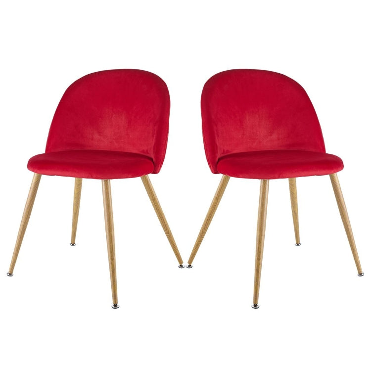 [US Warehouse] 2 PCS Metal Velvet Dining Gaming Chairs, Size: 22.64x20.47x16.14 inch
