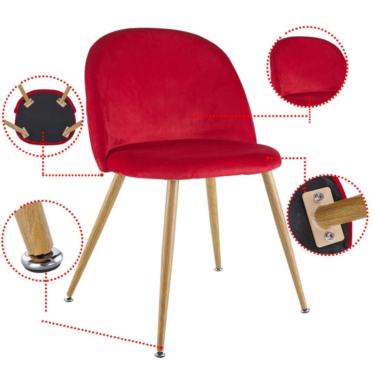 [US Warehouse] 2 PCS Metal Velvet Dining Gaming Chairs, Size: 22.64x20.47x16.14 inch