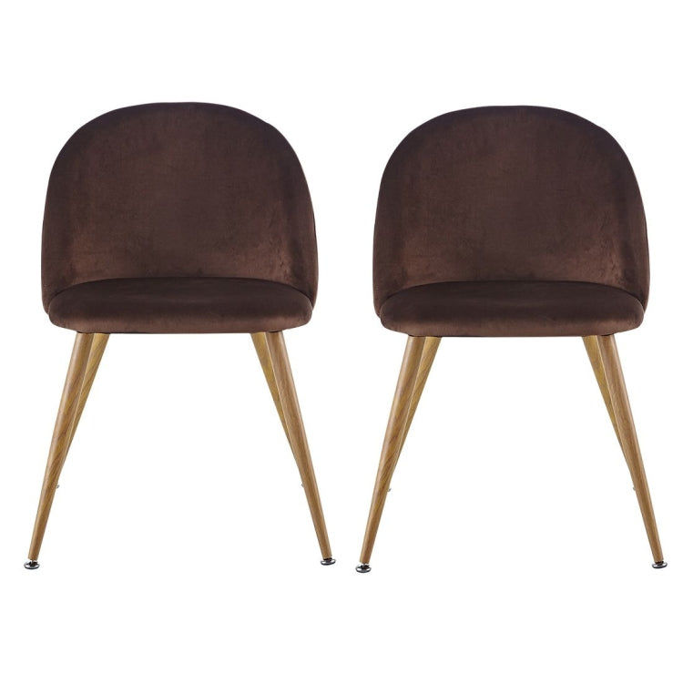 [US Warehouse] 2 PCS Metal Velvet Dining Gaming Chairs, Size: 22.64x20.47x16.14 inch
