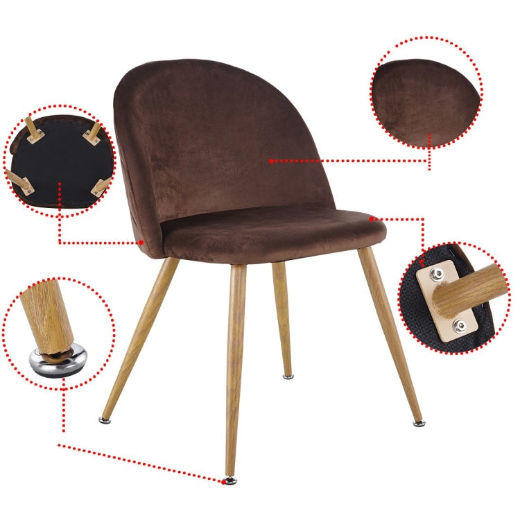 [US Warehouse] 2 PCS Metal Velvet Dining Gaming Chairs, Size: 22.64x20.47x16.14 inch