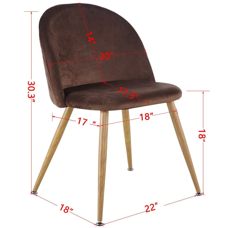 [US Warehouse] 2 PCS Metal Velvet Dining Gaming Chairs, Size: 22.64x20.47x16.14 inch