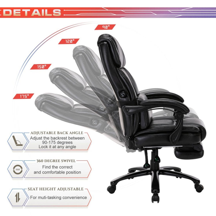 [US Warehouse] Computer Gaming Chairs with Adjustable Built-in Lumbar Support & Angle Tilt Locking System & Footrest