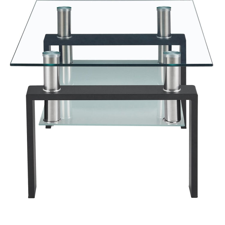 [US Warehouse] Rectangular Glass Coffee Table, Size: 39.4x23.7x17.7 inch