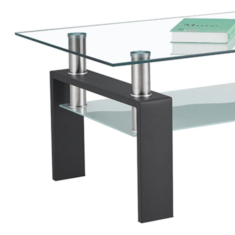 [US Warehouse] Rectangular Glass Coffee Table, Size: 39.4x23.7x17.7 inch