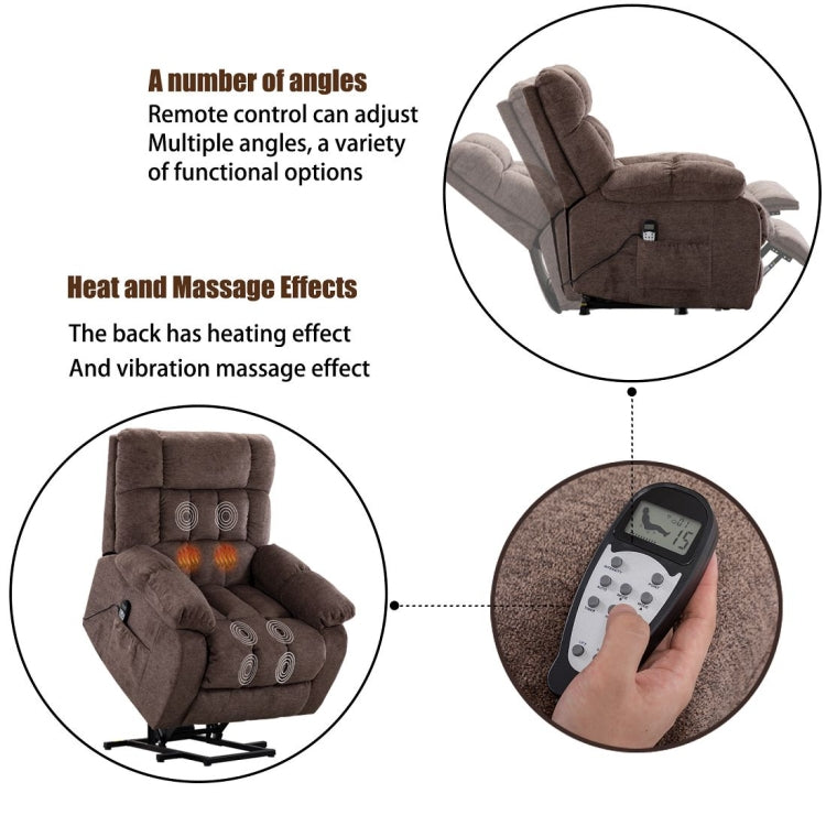 [US Warehouse] Electric Lift Recliner with Heat Therapy And Massage Function, Size: 38.2x38.6x41.3 inch(Brown)