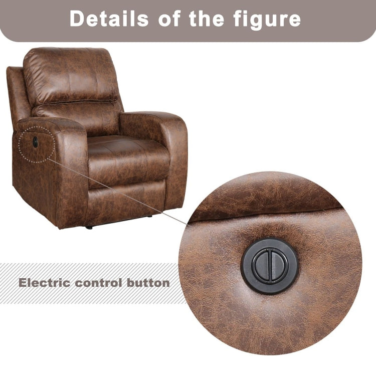 [US Warehouse] PU Leather Recliner with USB Charging Port, Size: 41x38x38 inch