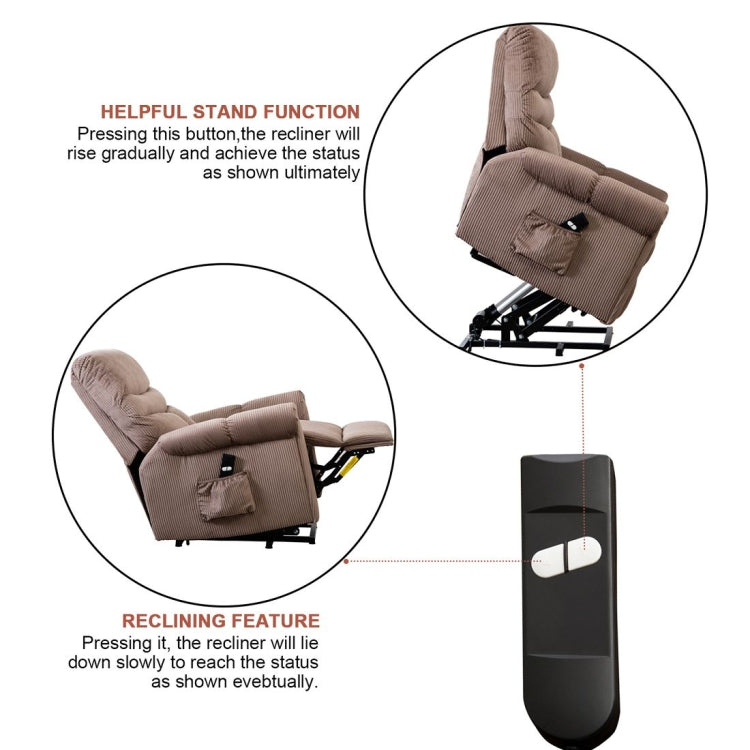 [US Warehouse] Non-slip Fabric Electric Lift Recliner with Storage Bag, Size: 33.9x38.2x38.2 inch