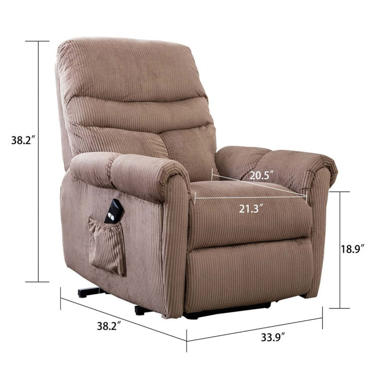 [US Warehouse] Non-slip Fabric Electric Lift Recliner with Storage Bag, Size: 33.9x38.2x38.2 inch