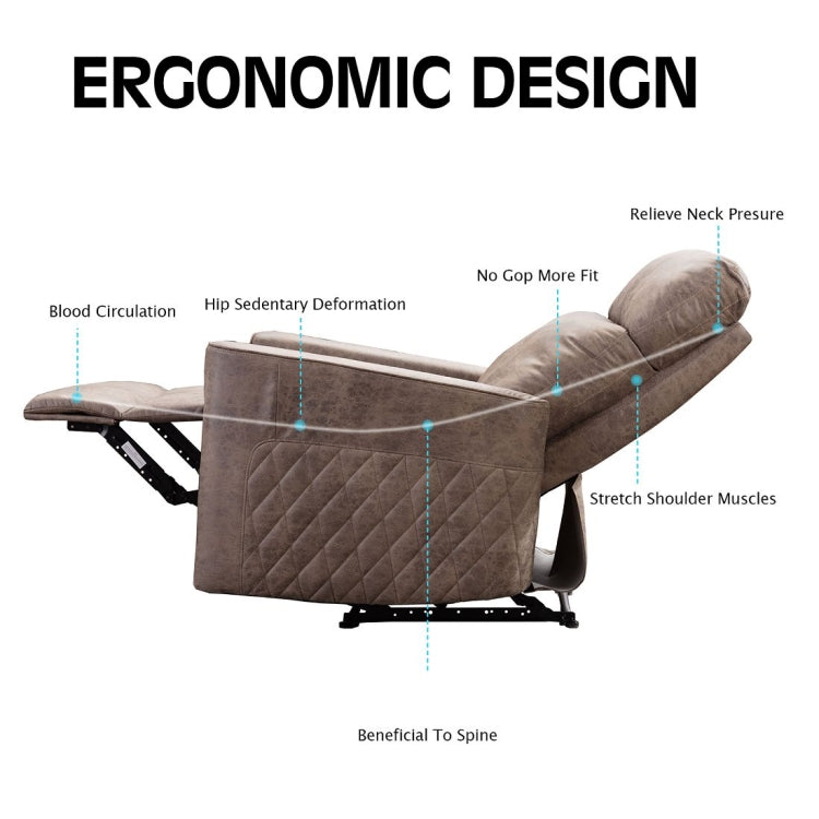[US Warehouse] Family Manual Soft Cloth Recliner, Size: 33x35.4x41 inch