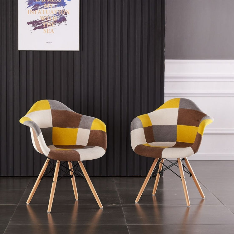 [US Warehouse] 2 PCS Simple Retro Handmade Stitching Fabric Lounge Chair, Size: 23.62x24.8x32.28 inch