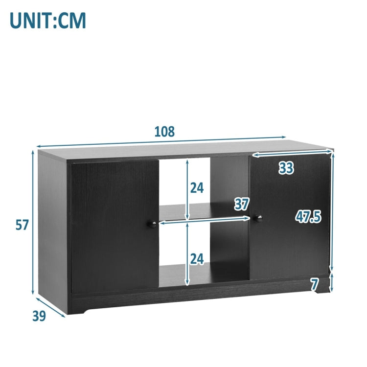 [UK Warehouse] 43 inch TV Storage Cabinet TV Table with 2 Doors and Shelves (Black)