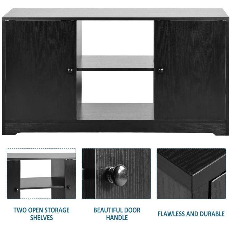 [UK Warehouse] 43 inch TV Storage Cabinet TV Table with 2 Doors and Shelves (Black)