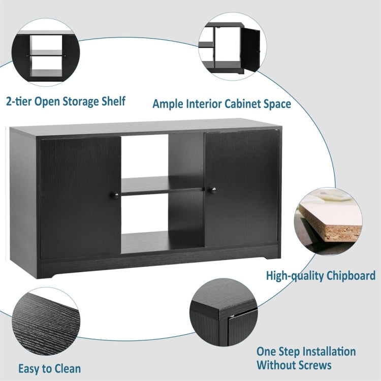 [UK Warehouse] 43 inch TV Storage Cabinet TV Table with 2 Doors and Shelves (Black)