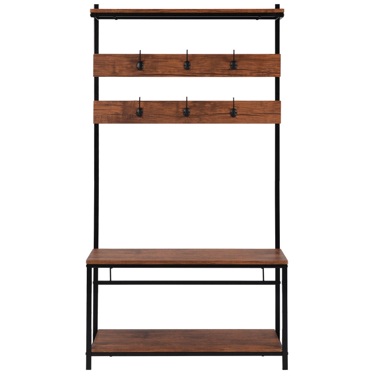 [UK Warehouse] Movable Hook Height Standing Coat Rack Shoe Rack, Length: 150cm (Brown)