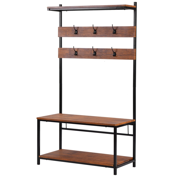 [UK Warehouse] Movable Hook Height Standing Coat Rack Shoe Rack, Length: 150cm (Brown)