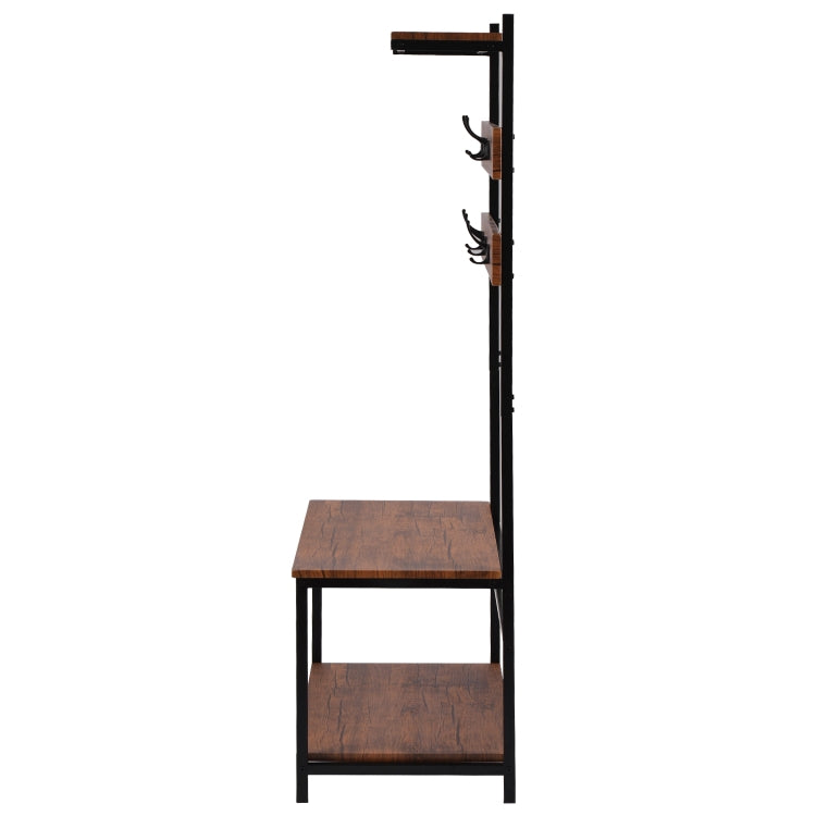 [UK Warehouse] Movable Hook Height Standing Coat Rack Shoe Rack, Length: 150cm (Brown)