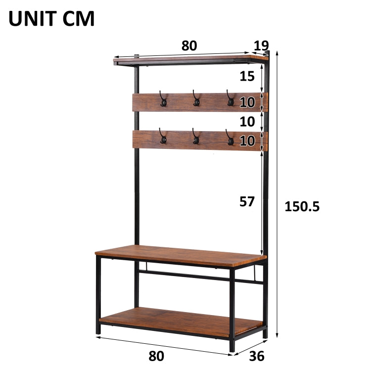 [UK Warehouse] Movable Hook Height Standing Coat Rack Shoe Rack, Length: 150cm (Brown)