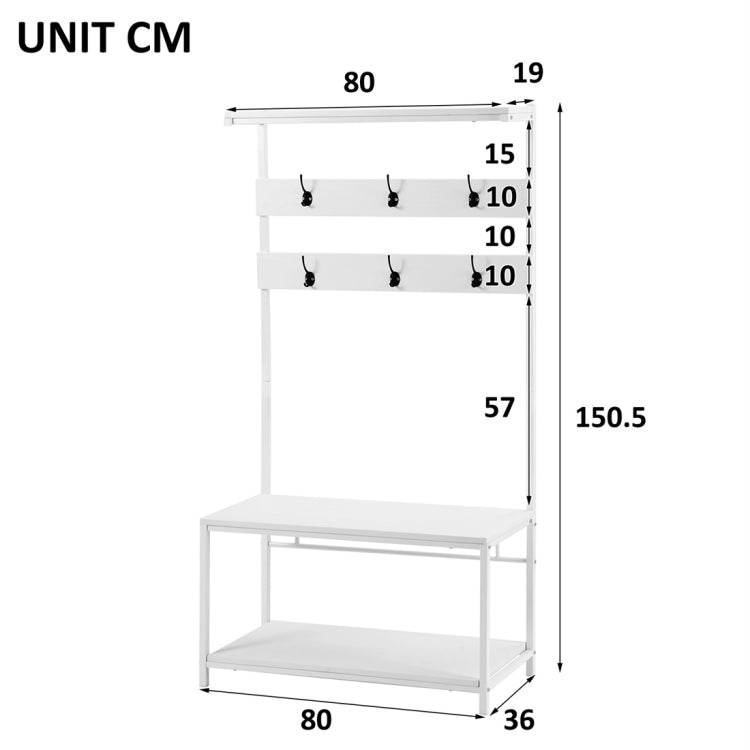 [UK Warehouse] Movable Hook Height Standing Coat Rack Shoe Rack, Length: 150cm (White)