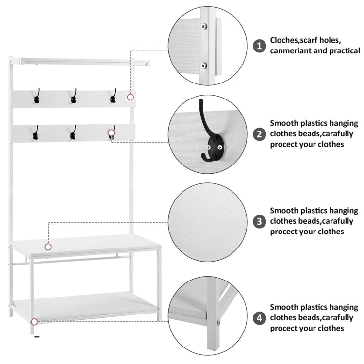 [UK Warehouse] Movable Hook Height Standing Coat Rack Shoe Rack, Length: 150cm (White)