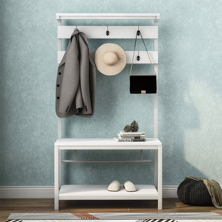[UK Warehouse] Movable Hook Height Standing Coat Rack Shoe Rack, Length: 150cm (White)