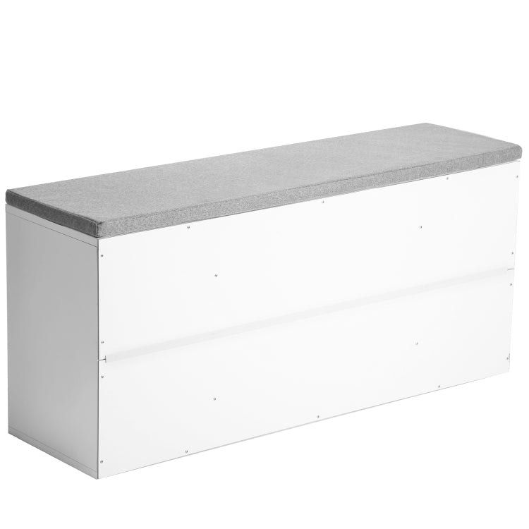 [UK Warehouse] Wooden Shoe Bench Storage Shoe Cabinet Rack Hallway Cupboard Organizer with Seat Cushion, Size: 104x30x48cm (White)