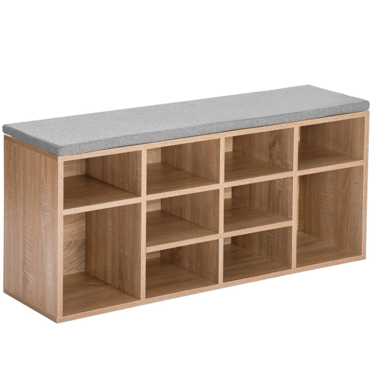 [UK Warehouse] Wooden Shoe Bench Storage Shoe Cabinet Rack Hallway Cupboard Organizer with Seat Cushion, Size: 104x30x48cm (Oak)