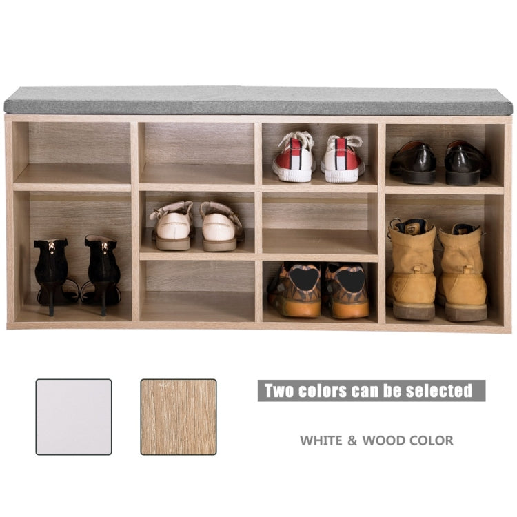 [UK Warehouse] Wooden Shoe Bench Storage Shoe Cabinet Rack Hallway Cupboard Organizer with Seat Cushion, Size: 104x30x48cm (Oak)