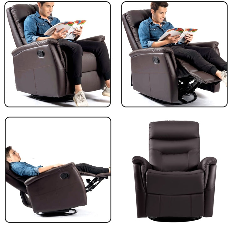 [UK Warehouse] Home Theater Leather Sofa Recliner 360 Degree Swivel Armchair (Brown)