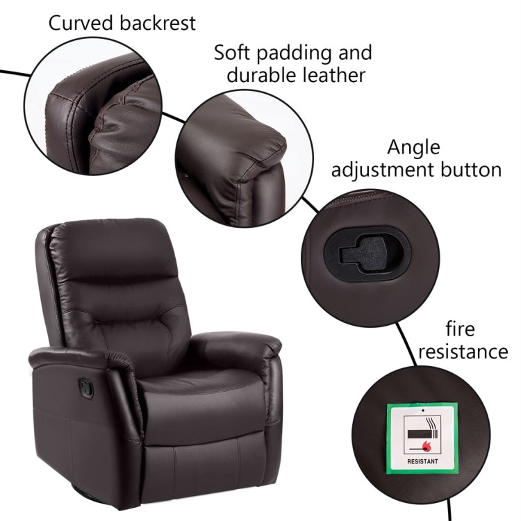 [UK Warehouse] Home Theater Leather Sofa Recliner 360 Degree Swivel Armchair (Brown)