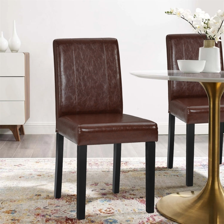 [UK Warehouse] 2 PCS/Set Home Dining Restaurant Chairs with Artificial Wood Legs and High Chairs (Brown)