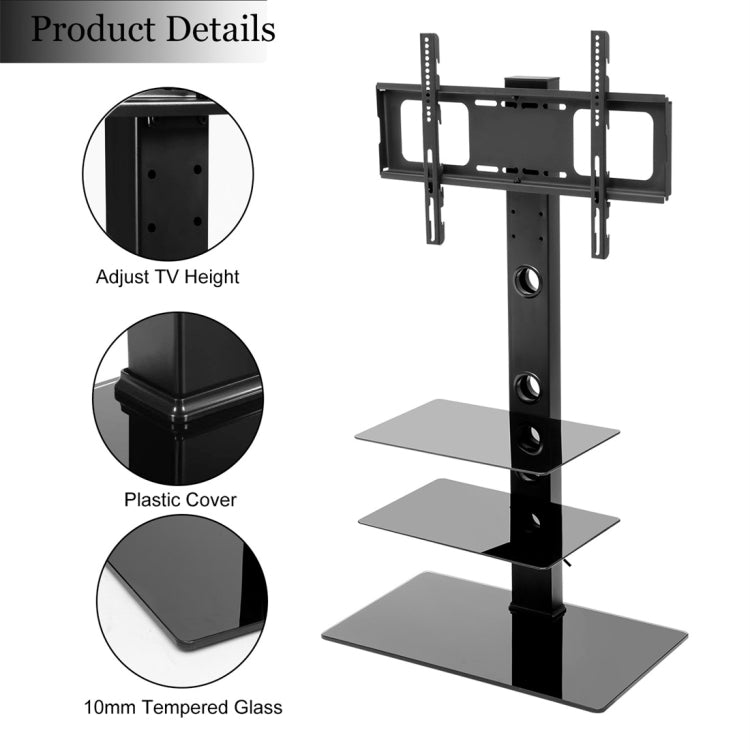 [UK Warehouse] TV Stand Unit Curved Tempered Black Glass Modern Glass Table Televisions for 32-65 inch Wide Plasma/LCD/LED/3D