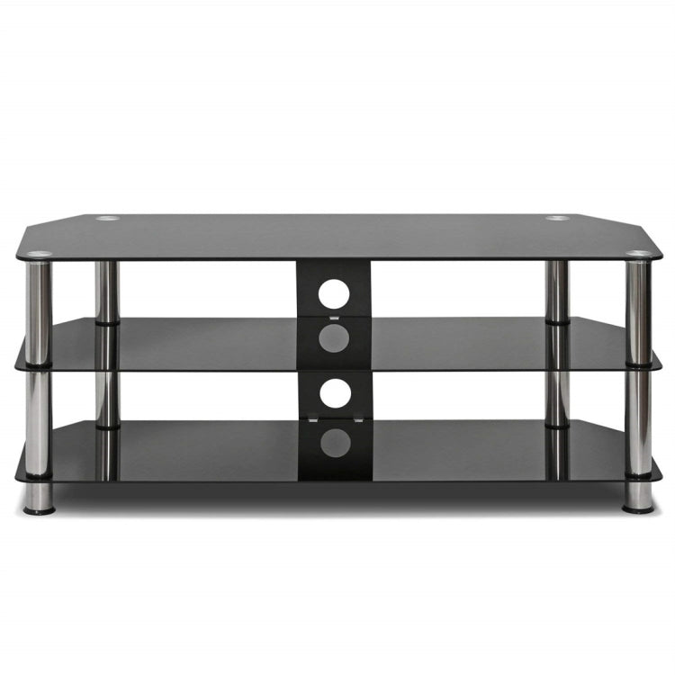 [UK Warehouse] Tempered Glass TV Stand Table Unit Curved Glass Table Televisions for 32-45 inch Plasma/LCD/LED/3D Black (100cm)