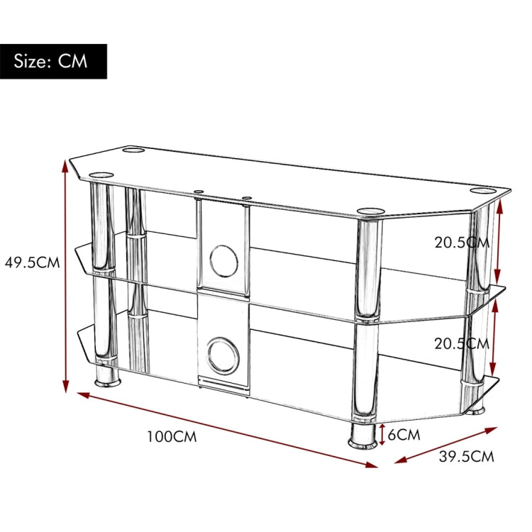 [UK Warehouse] Tempered Glass TV Stand Table Unit Curved Glass Table Televisions for 32-45 inch Plasma/LCD/LED/3D Black (100cm)