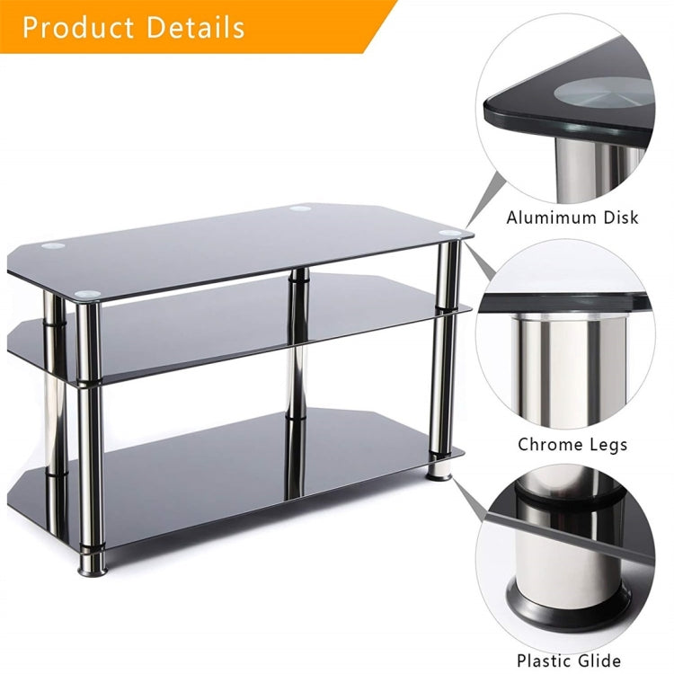 [UK Warehouse] Tempered Glass TV Stand Table Unit Curved Glass Table Televisions for 32-45 inch Plasma/LCD/LED/3D Black (100cm)