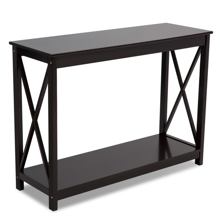 [UK Warehouse] Console Table Side End Table Shelf Storage Wooden Hall Desk for Living Room Bedroom Hallway Home (Brown)