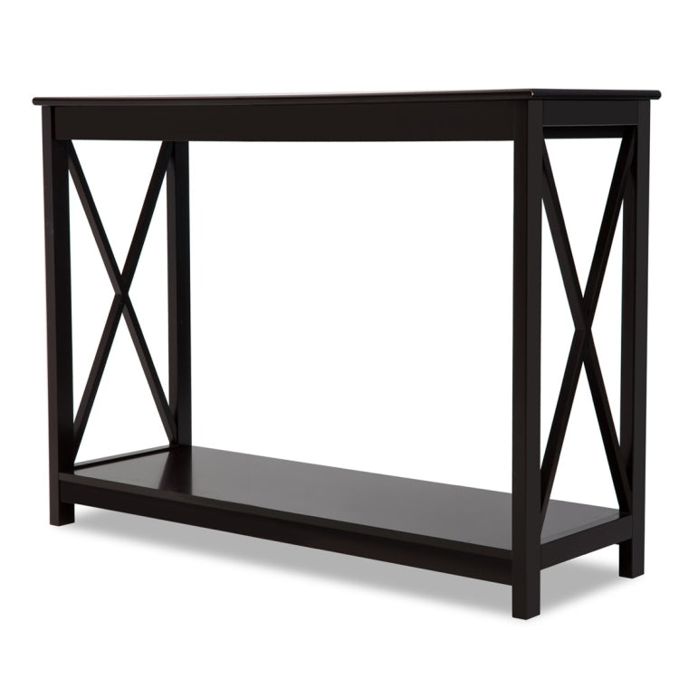 [UK Warehouse] Console Table Side End Table Shelf Storage Wooden Hall Desk for Living Room Bedroom Hallway Home (Brown)