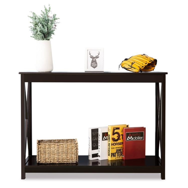[UK Warehouse] Console Table Side End Table Shelf Storage Wooden Hall Desk for Living Room Bedroom Hallway Home (Brown)