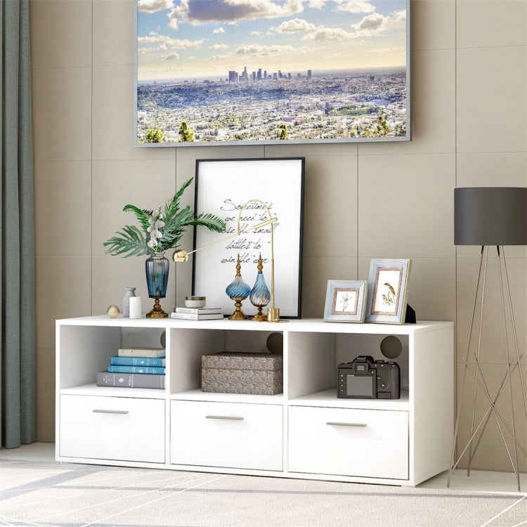 [UK Warehouse] Home Living Room Bedroom Wooden TV Table with Large Shelf and 3 Lockers