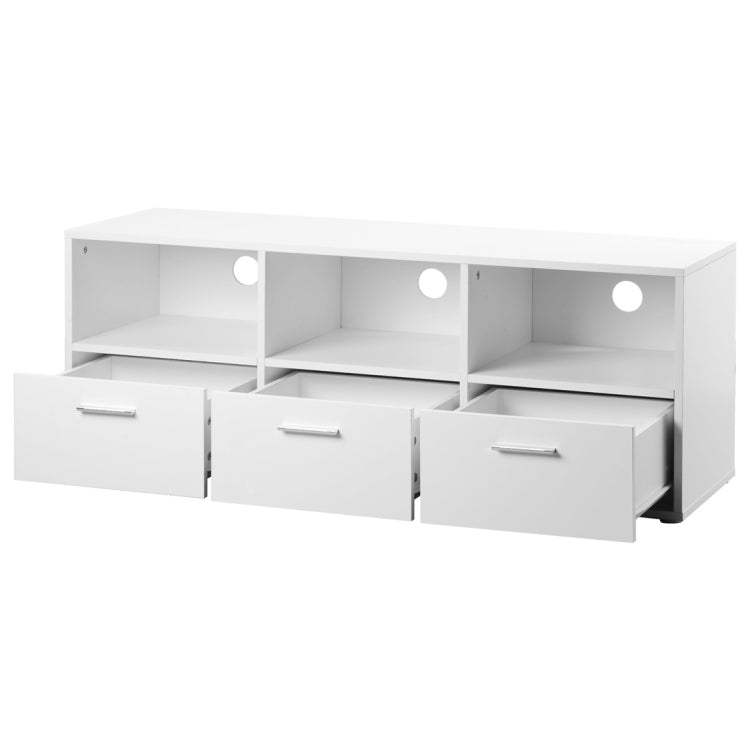[UK Warehouse] Home Living Room Bedroom Wooden TV Table with Large Shelf and 3 Lockers