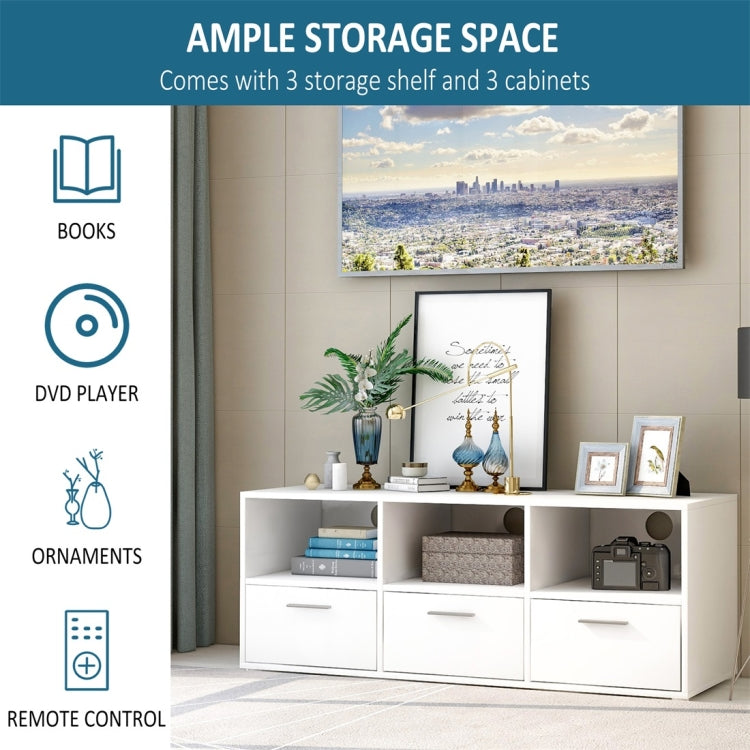 [UK Warehouse] Home Living Room Bedroom Wooden TV Table with Large Shelf and 3 Lockers